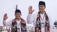 Foto: Anies Baswedan, bakal calon Presiden, dan Muhaimin Iskandar, bakal calon Wakil Presiden, saat mendaftarkan diri sebagai pasangan calon di Gedung KPU, Jakarta pada Kamis (19/10/2023).